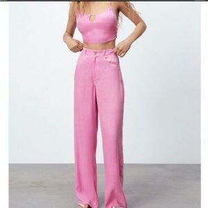 NWT Zara cropped keyhole tank and pant set- pink